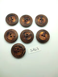 7 Boutons en bois marron - 23mm - TR5163